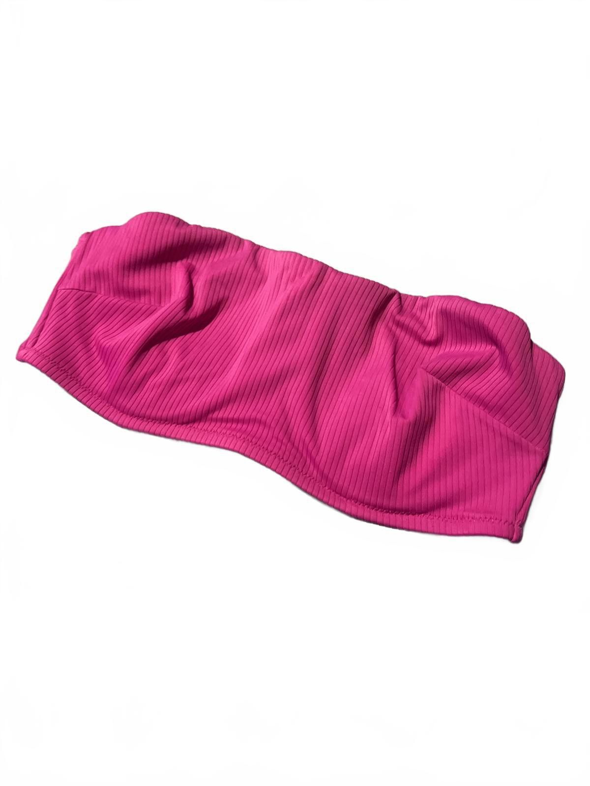Other Shade & shore Pink Ribbed Bandeau Bikini top 34D Size ONE SIZE - 2 Thumbnail