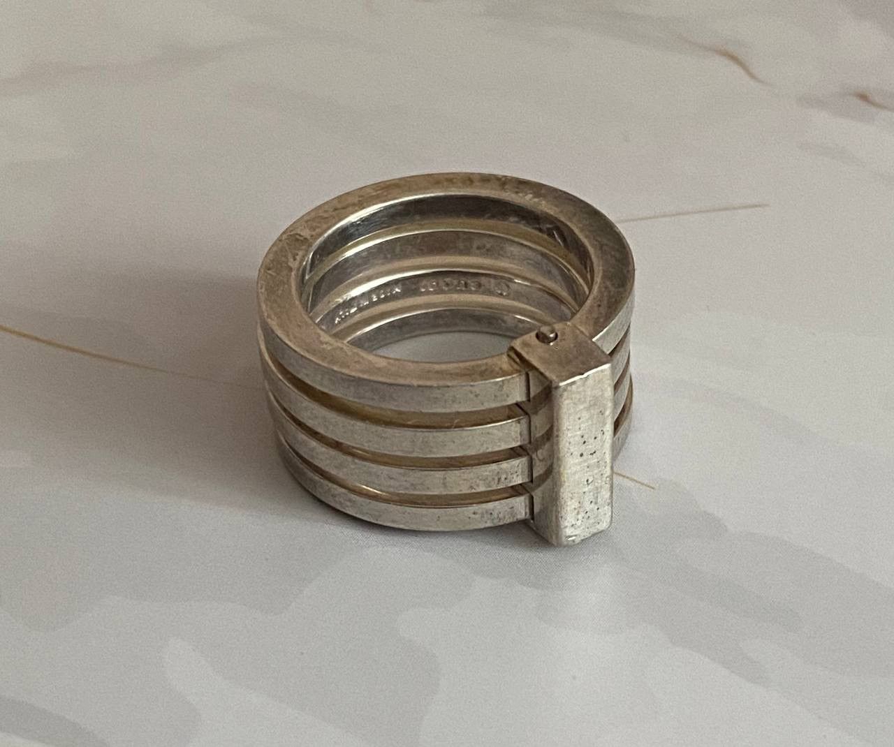 Gucci 🇮🇹 Gucci Ring 4 Bands Sterling Silver 925 Made Italy Vintage Size ONE SIZE - 1 Thumbnail