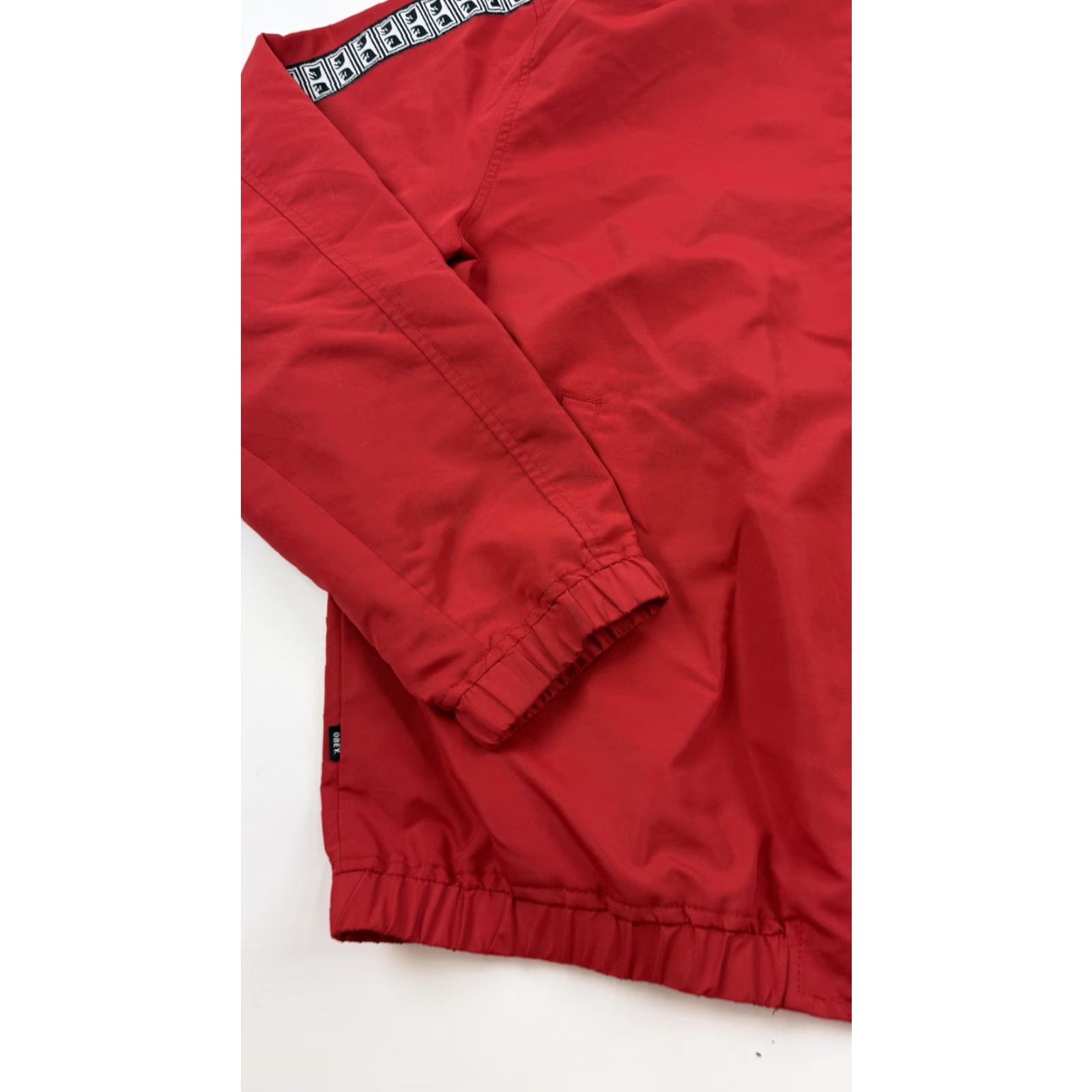 Obey Obey Jacket Mens Medium Red Hooded Full Zip Windbreaker Tape Worldwide Logo Size US M / EU 48-50 / 2 - 4 Thumbnail