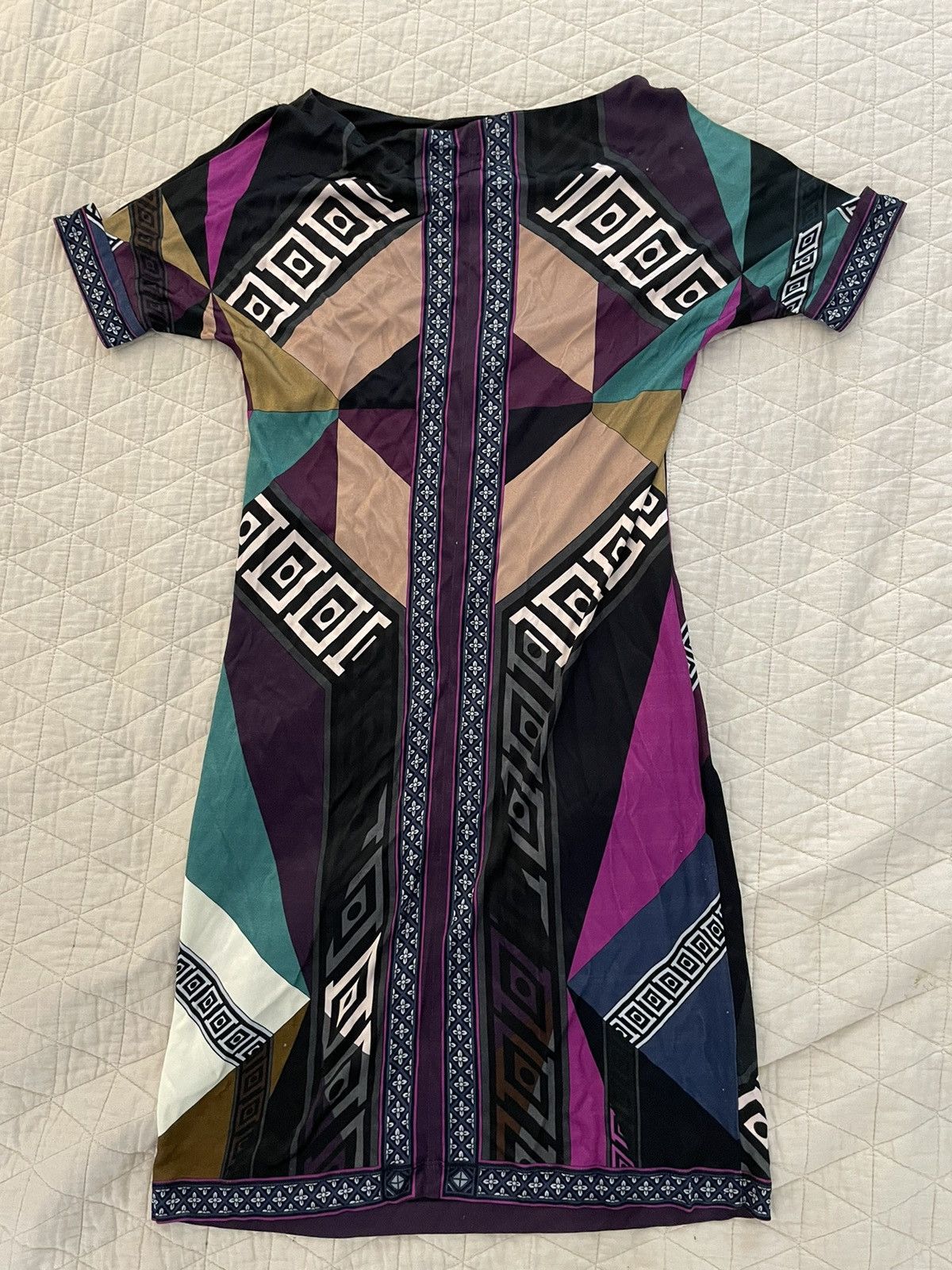 Versace Cold Shoulder Print Jersey Shift Dress Size S / US 4 / IT 40 - 4 Thumbnail
