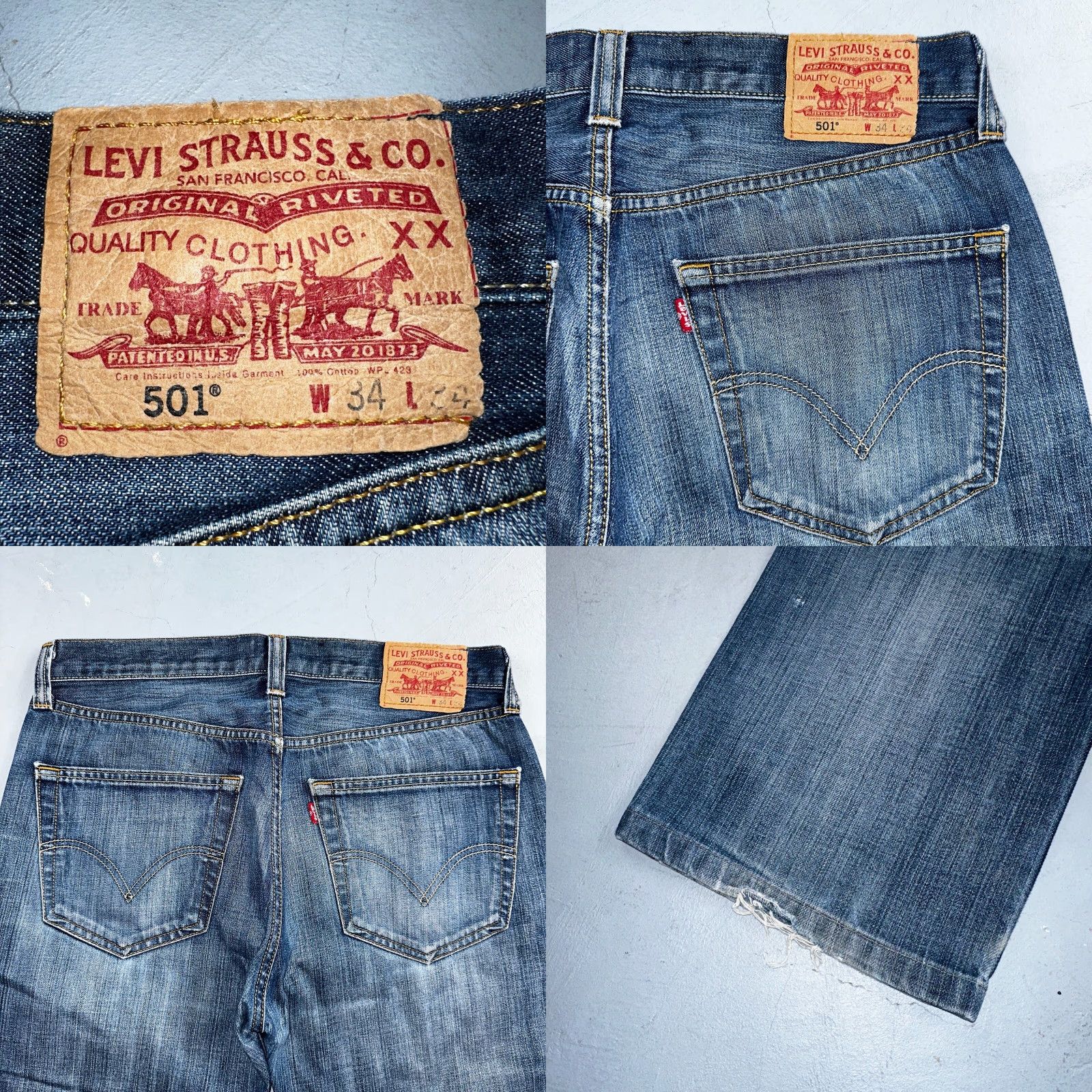 Levi's Levis 501 Vintage Y2K Straight Jeans Blue 34x34 90s Mens Denim Cotton Regular Button Closure Mid Rise 27 Inseam 501 Series Size US 34 / EU 50 - 10 Thumbnail