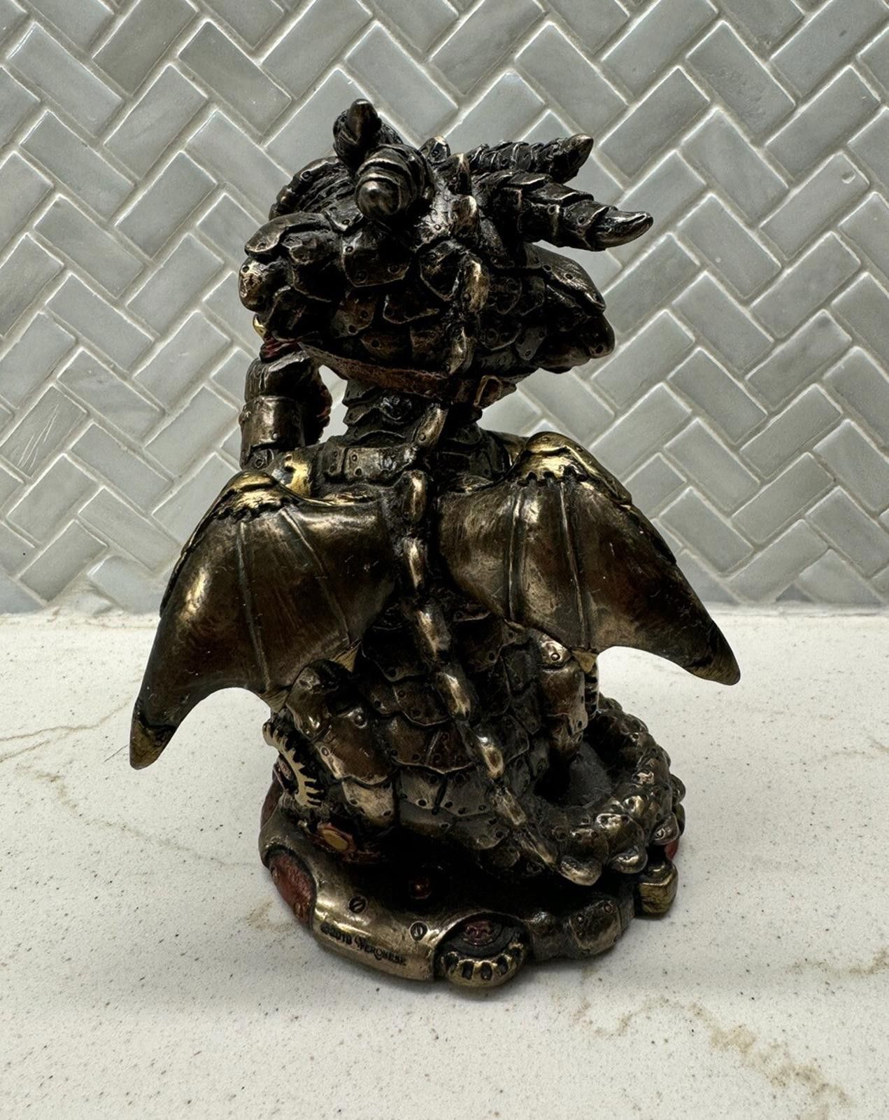 Designer Steampunk Tinkerer Blue eyed Dragon 2019 Veronese Figurine Size ONE SIZE - 4 Thumbnail