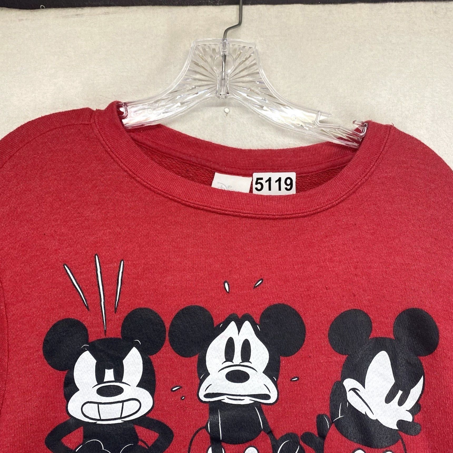 Disney Disney Sweatshirt Women’s Mickey Mouse Long Sleeve Crewneck Large Face Graphic Red Medium Regular Fit Size M / US 6-8 / IT 42-44 - 4 Thumbnail
