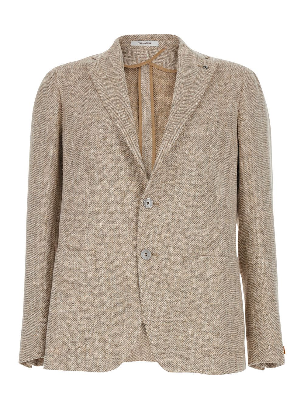 Tagliatore Beige Single-breasted Jacket with Notched Revers in Wool for Men Size US XL / EU 56 / 4 - 1 Thumbnail