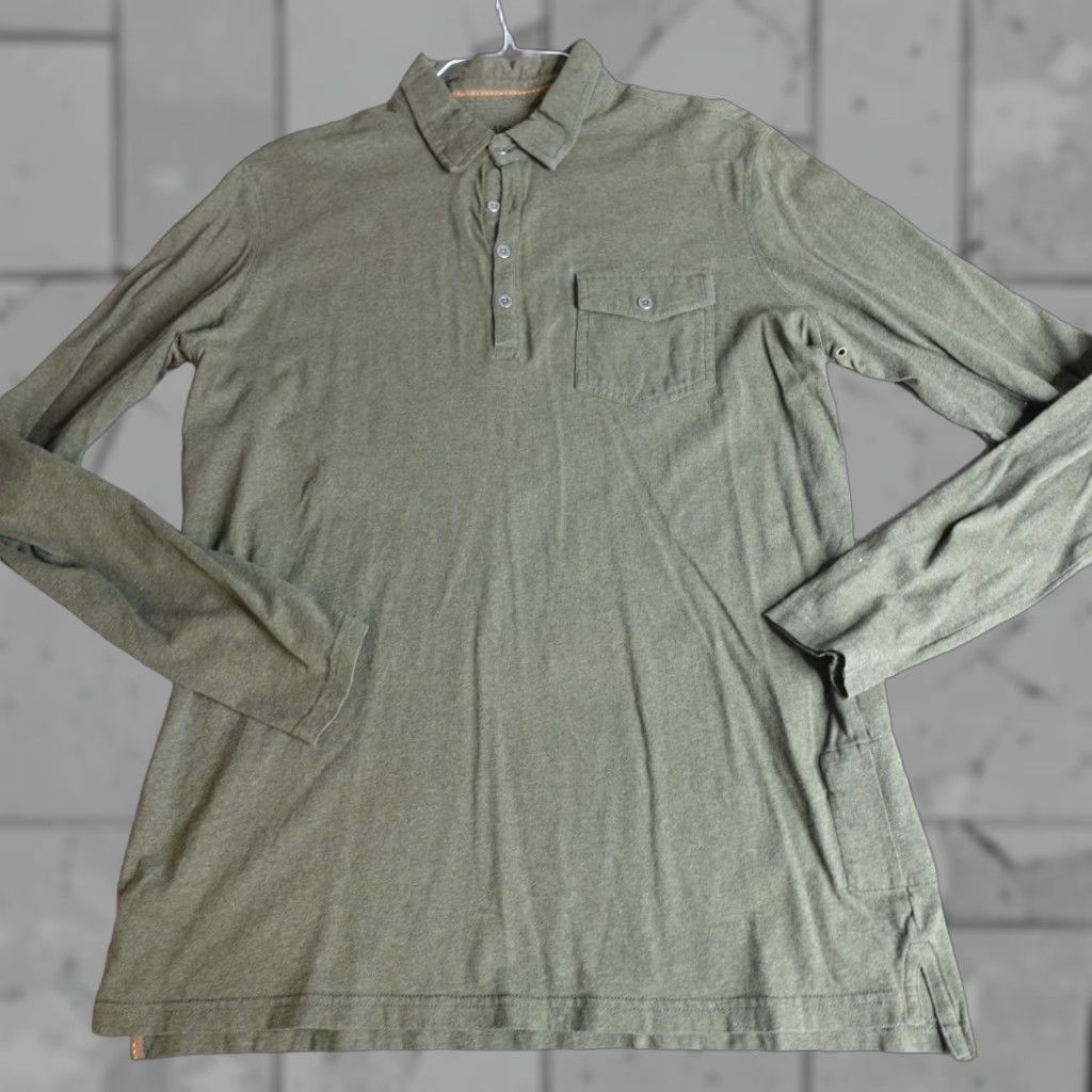 Vintage Kuhl Polo Shirt Medium Green Olive Wildfibre Organic Cotton Long Sleeve Shirt Mens M Green Polo Size US M / EU 48-50 / 2 - 1 Thumbnail