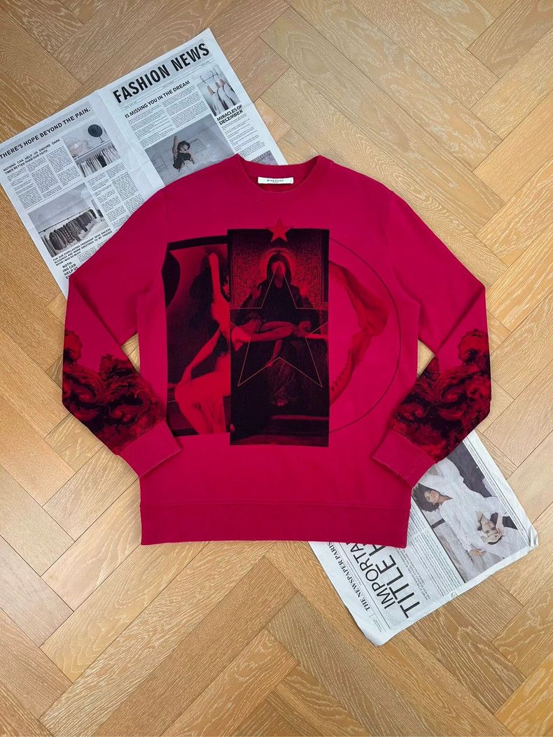 Givenchy Givenchy Solid Color Character Pattern Print Round-neck Lo Size US S / EU 44-46 / 1 - 1 Thumbnail