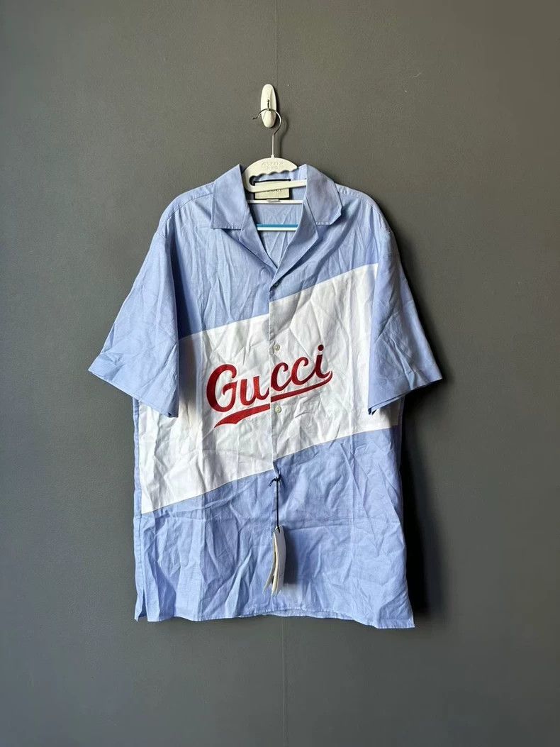 Gucci Gucci Blue and white coke short-sleeved shirt 2501-Nextarro Size US S / EU 44-46 / 1 - 1 Thumbnail