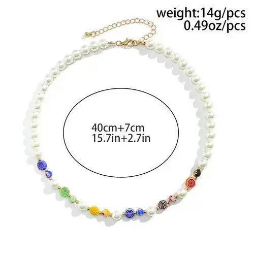 Japanese Brand Colourful beaded neck chain Size ONE SIZE - 4 Thumbnail