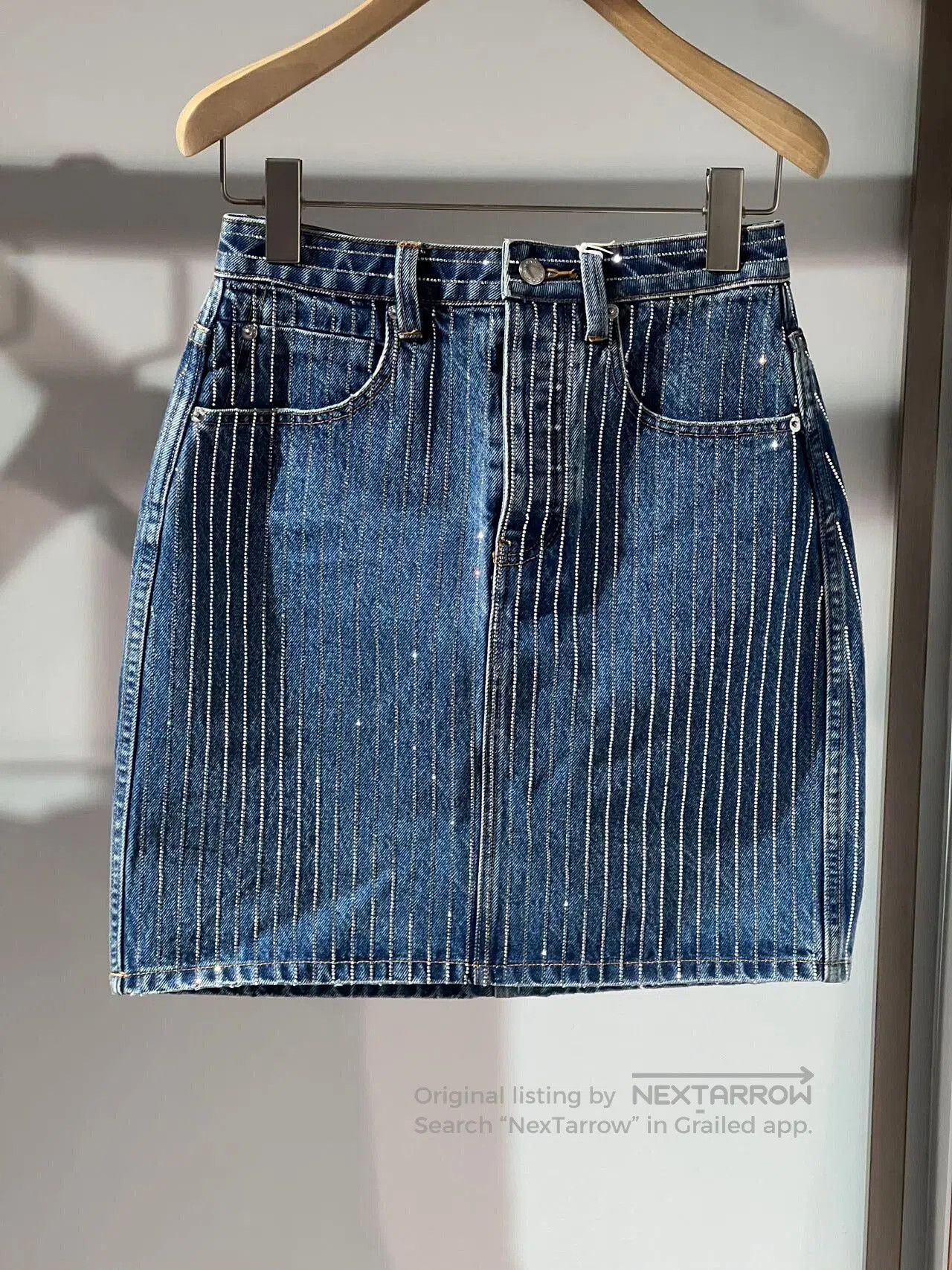 Alexander Wang Alexander Wang Denim Skirt with Rhinestones. Size 25" / US 0 / IT 36 - 1 Thumbnail