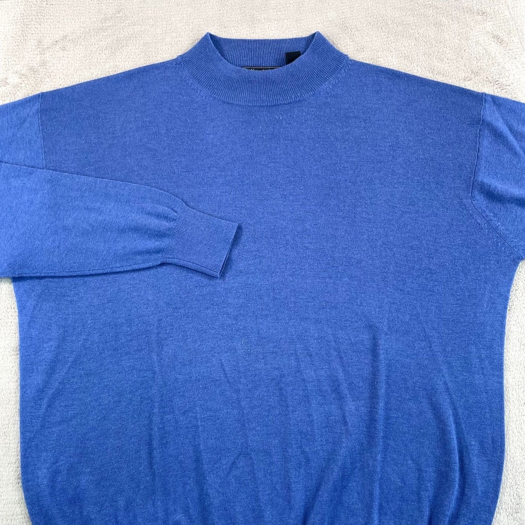 Neiman Marcus VINTAGE Neiman Marcus Cashmere-Silk Mock Neck Sweater Men XL Blue Designer NWOT Size US XL / EU 56 / 4 - 3 Thumbnail