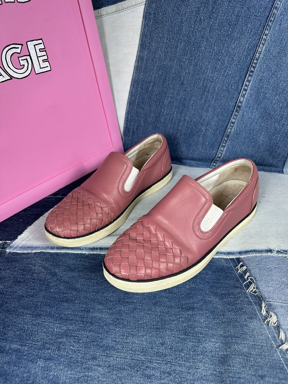 Bottega Veneta Bottega Veneta Intrecciato Slip-On Sneakers Pink Size US 8.5 / IT 38.5 - 25 Thumbnail