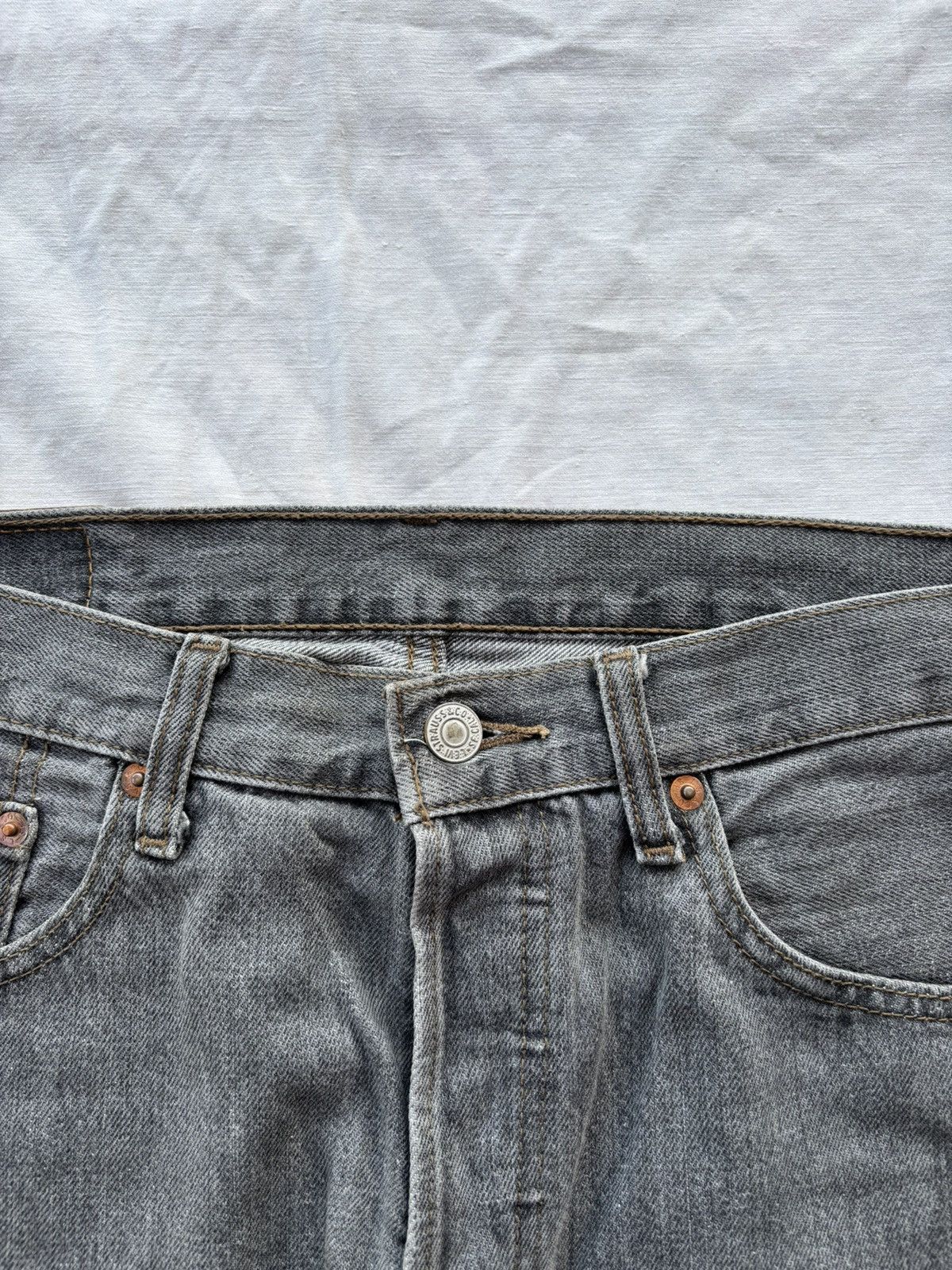 Kapital Vintage Levis 501 FADED BLACK Distressed Denim Jeans Size US 32 / EU 48 - 9 Thumbnail