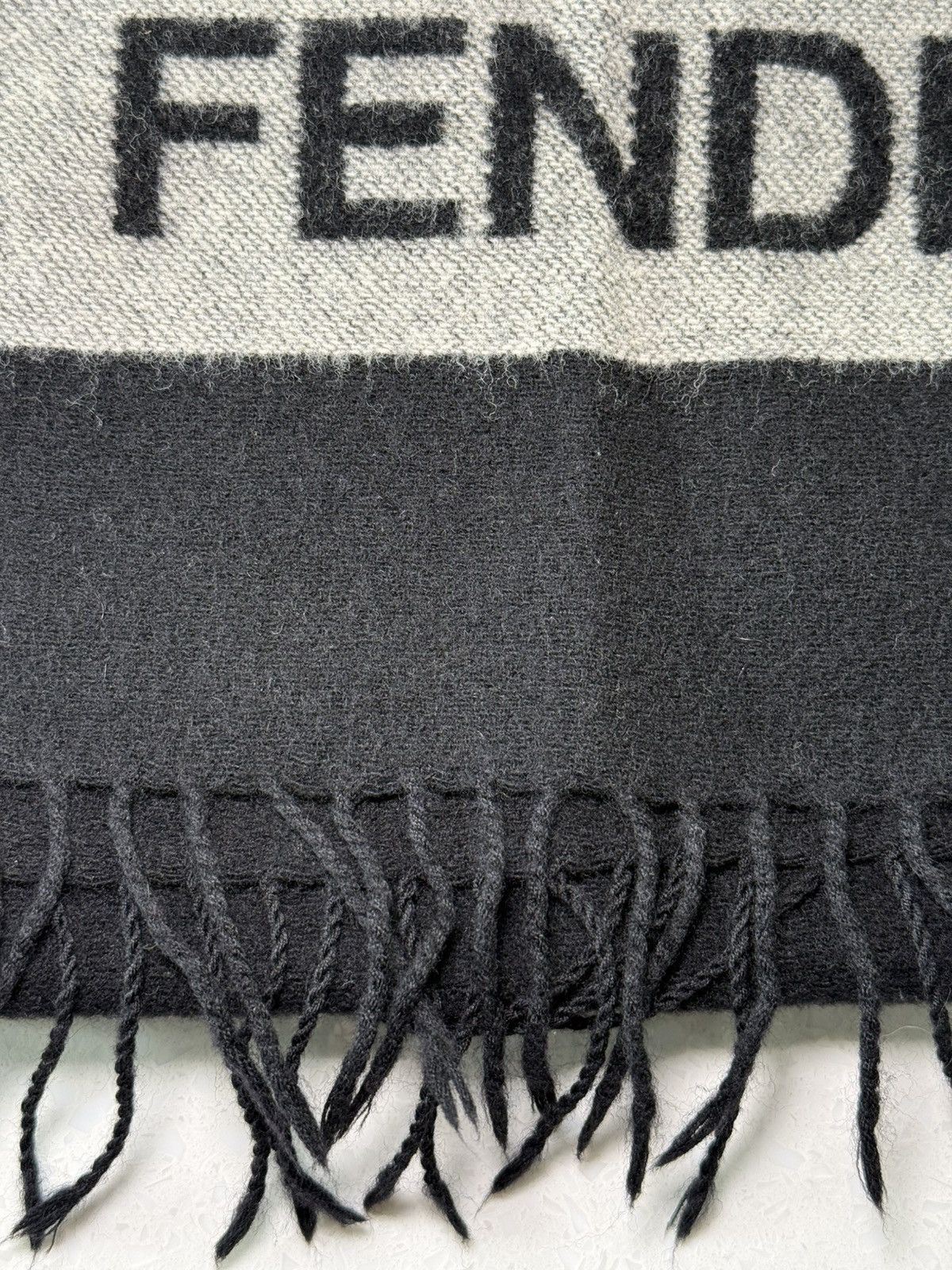 Fendi Fendi Black & Grey Logo Scarf Size ONE SIZE - 2 Thumbnail