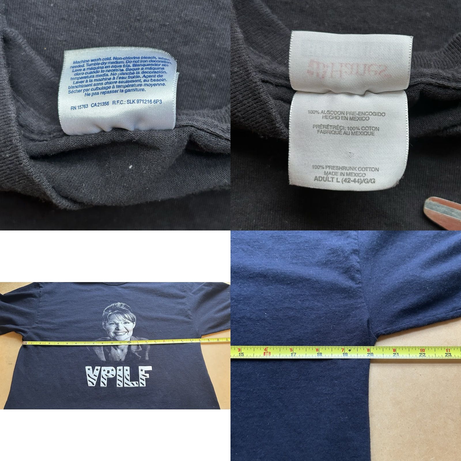Hanes Hanes T-Shirt Men Large Black Sarah Palin Political Joke Logo Crew Neck Short Sleeve Shirt Mens Size US L / EU 52-54 / 3 - 9 Thumbnail