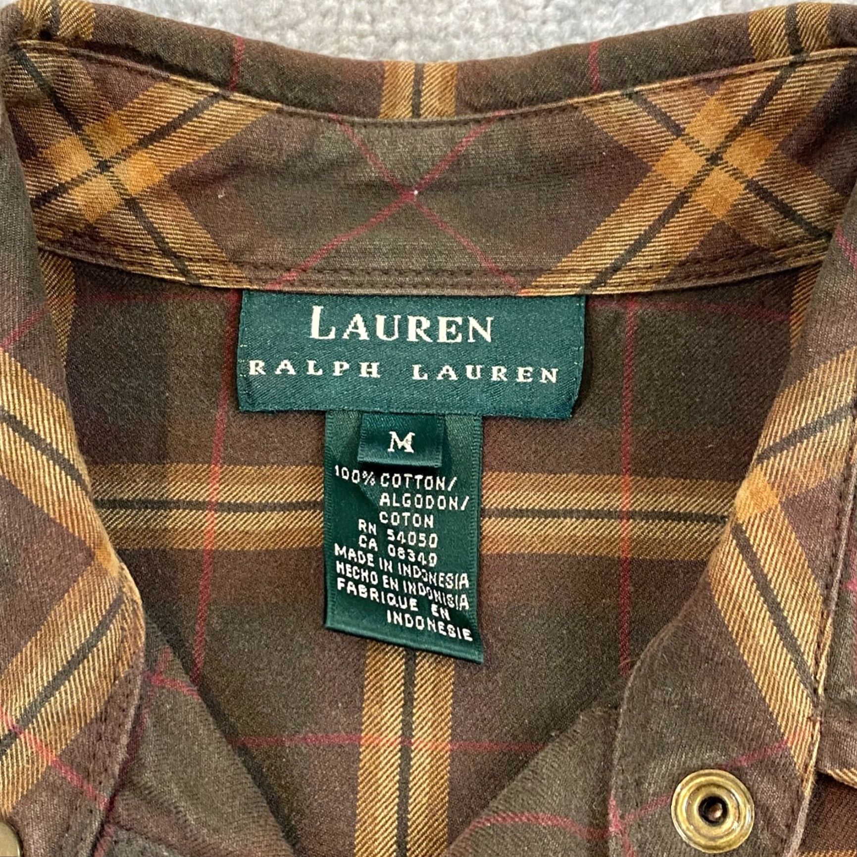 Ralph Lauren VINTAGE Ralph Lauren Shirt Womens Medium Brown Plaid Long Sleeve Button-Up Casual Outdoors Size M / US 6-8 / IT 42-44 - 2 Thumbnail