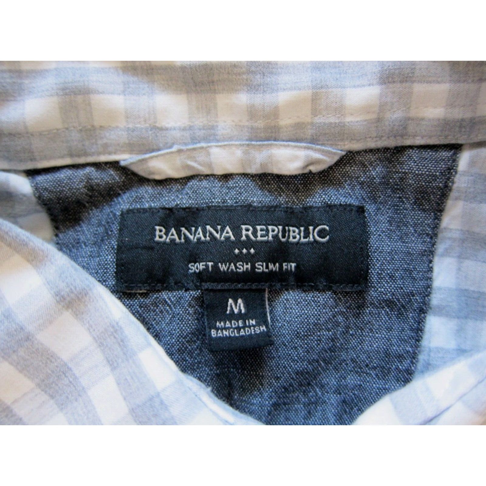 Banana Republic Banana Republic Grey Plaid Cotton Slim Fit Button Long Sleeve Shirt M Size US M / EU 48-50 / 2 - 3 Thumbnail