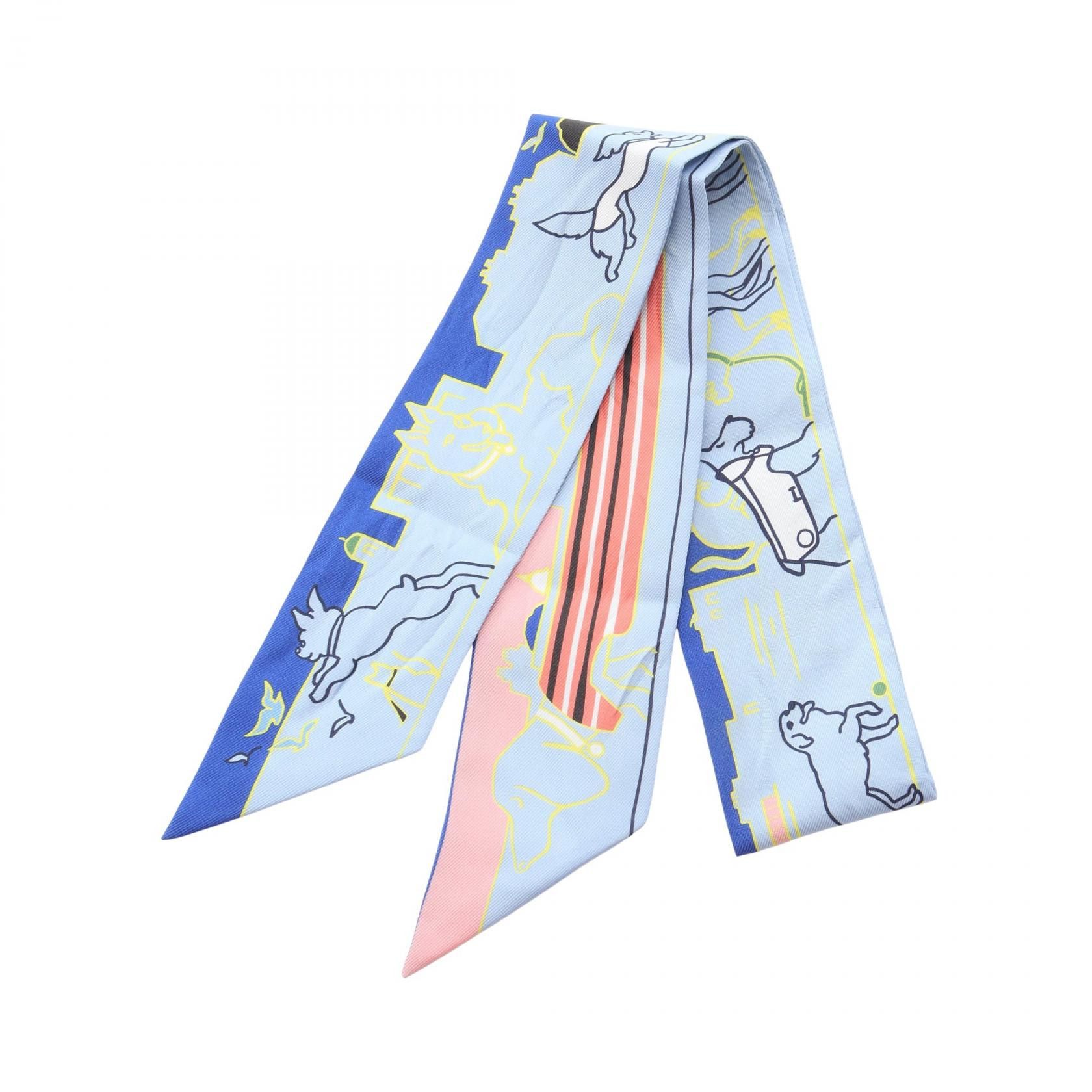 Hermes Hermes Hermes Les Chiens Parisiens Silk Twilly Textile Scarf DUTY FREE for USA Size ONE SIZE - 1 Thumbnail