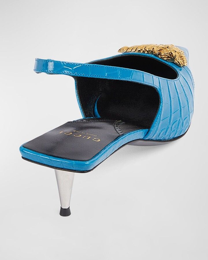 Gucci o1s1wg110125 Slingback Pumps in Blue Size US 7.5 / IT 37.5 - 3 Thumbnail