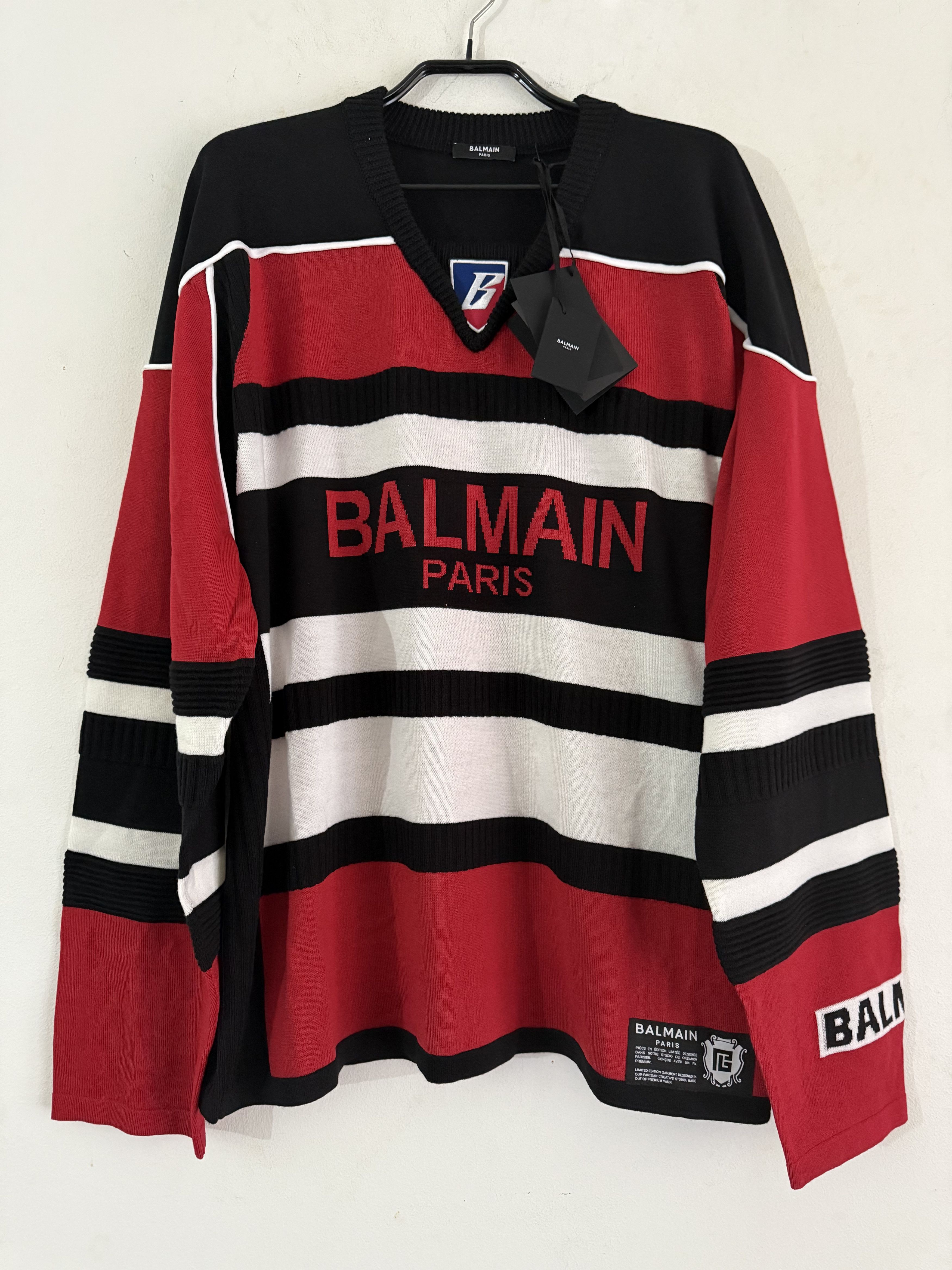 Balmain Balmain Red B-Sporty Sweater Size US L / EU 52-54 / 3 - 2 Thumbnail