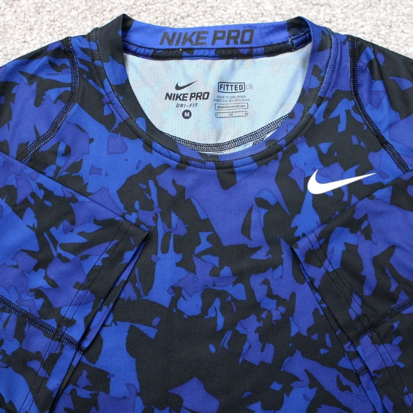 Nike Nike Pro Shirt Mens Medium Blue/Black Camo Dri-Fit Athletic Short Sleeve Size US M / EU 48-50 / 2 - 2 Thumbnail