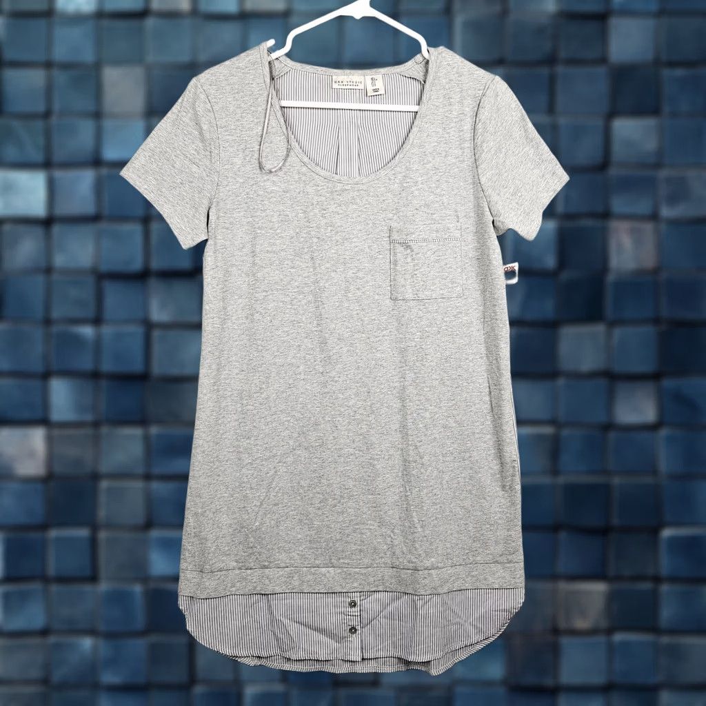 Vintage VINTAGE not MAX STUDIO Sleepwear Women's Gray White Stripes Short Sleeve Dress Size S NEW Size 28" / US 6 / IT 42 - 1 Thumbnail