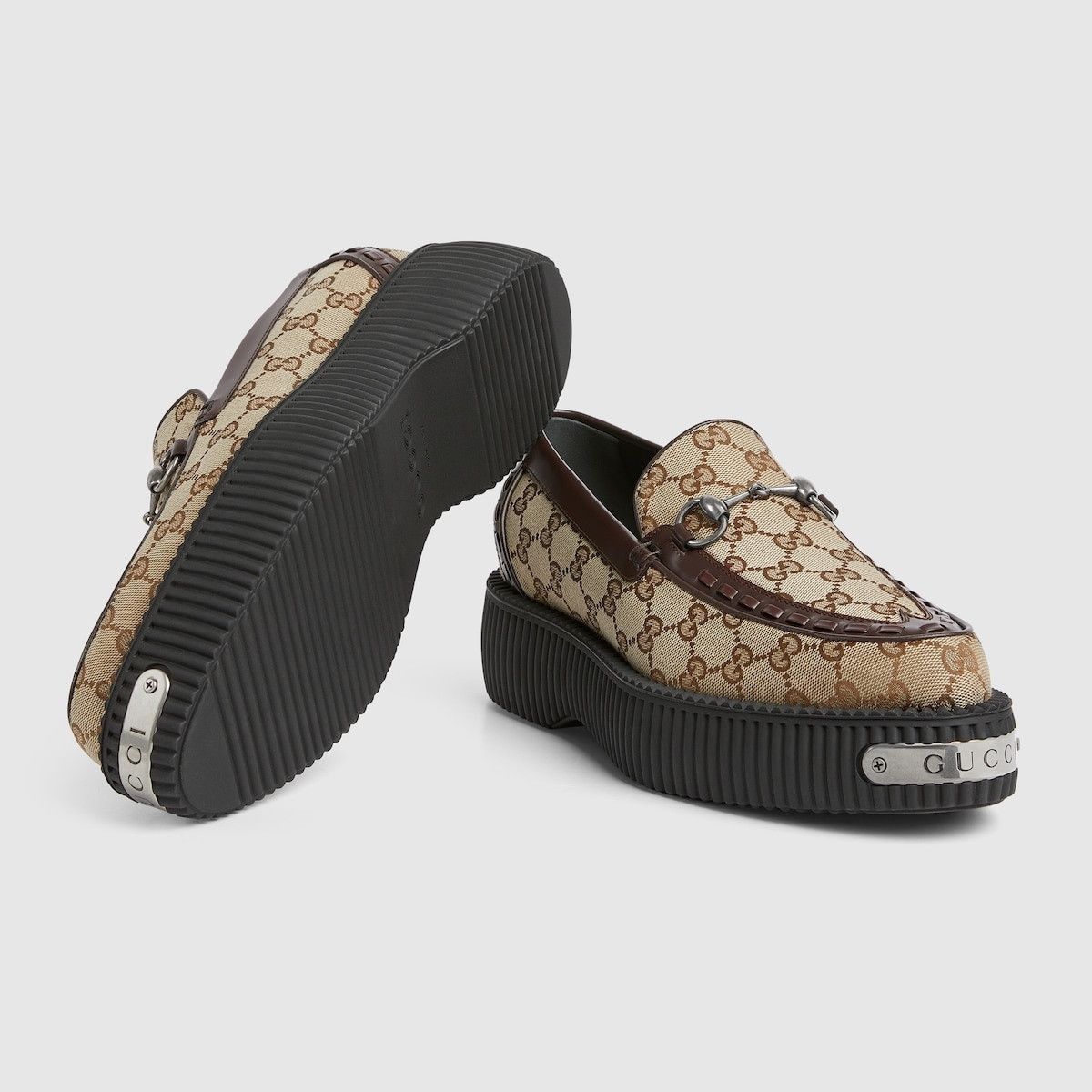Gucci o1loc1c1125 Horsebit GG Creeper Loafer Shoes in Beige Size US 7.5 / EU 40-41 - 6 Thumbnail