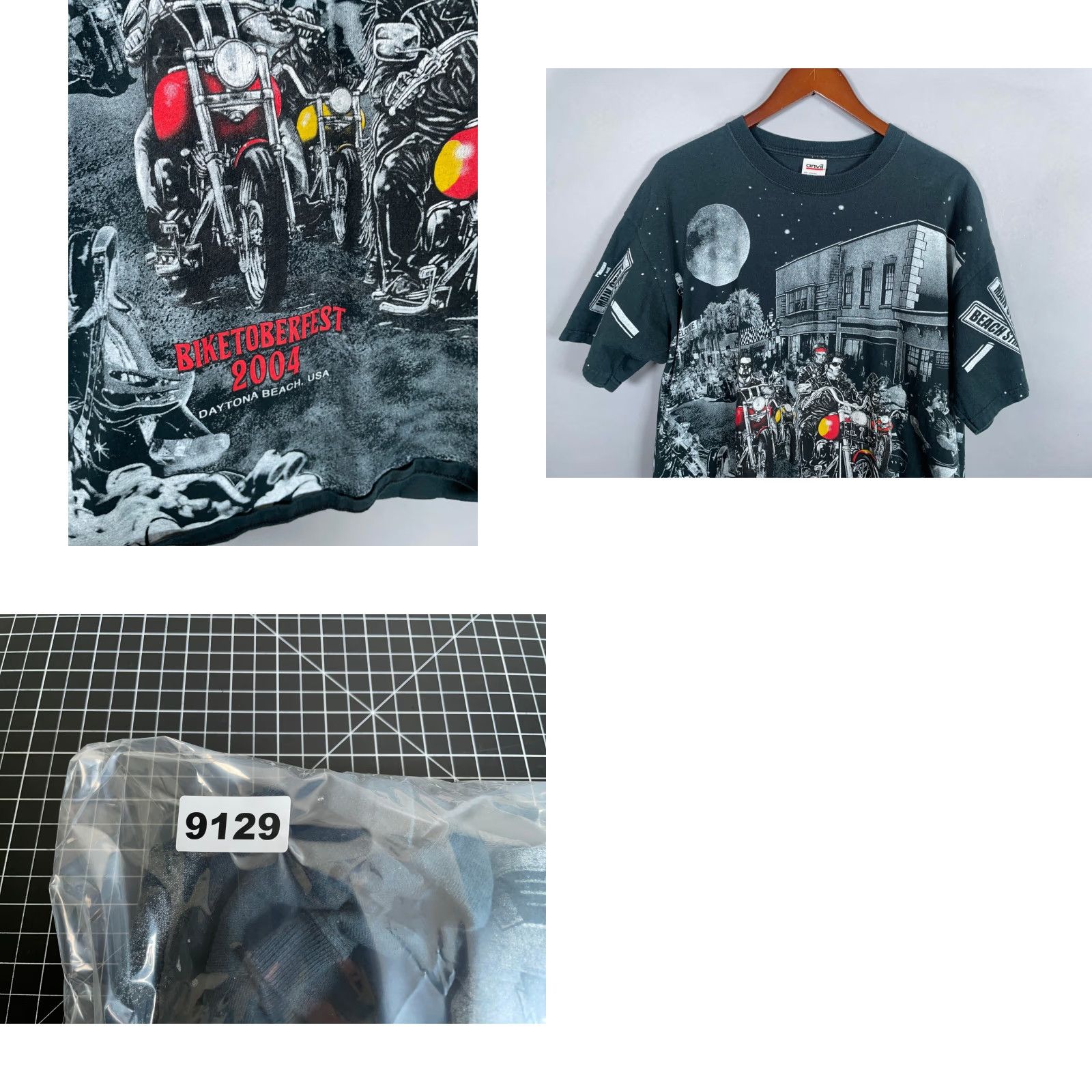 Anvil VINTAGE Anvil T-Shirt Biker 2004 Biketoberfest All-Over Print Black Adult XL Mens Size US XL / EU 56 / 4 - 8 Thumbnail