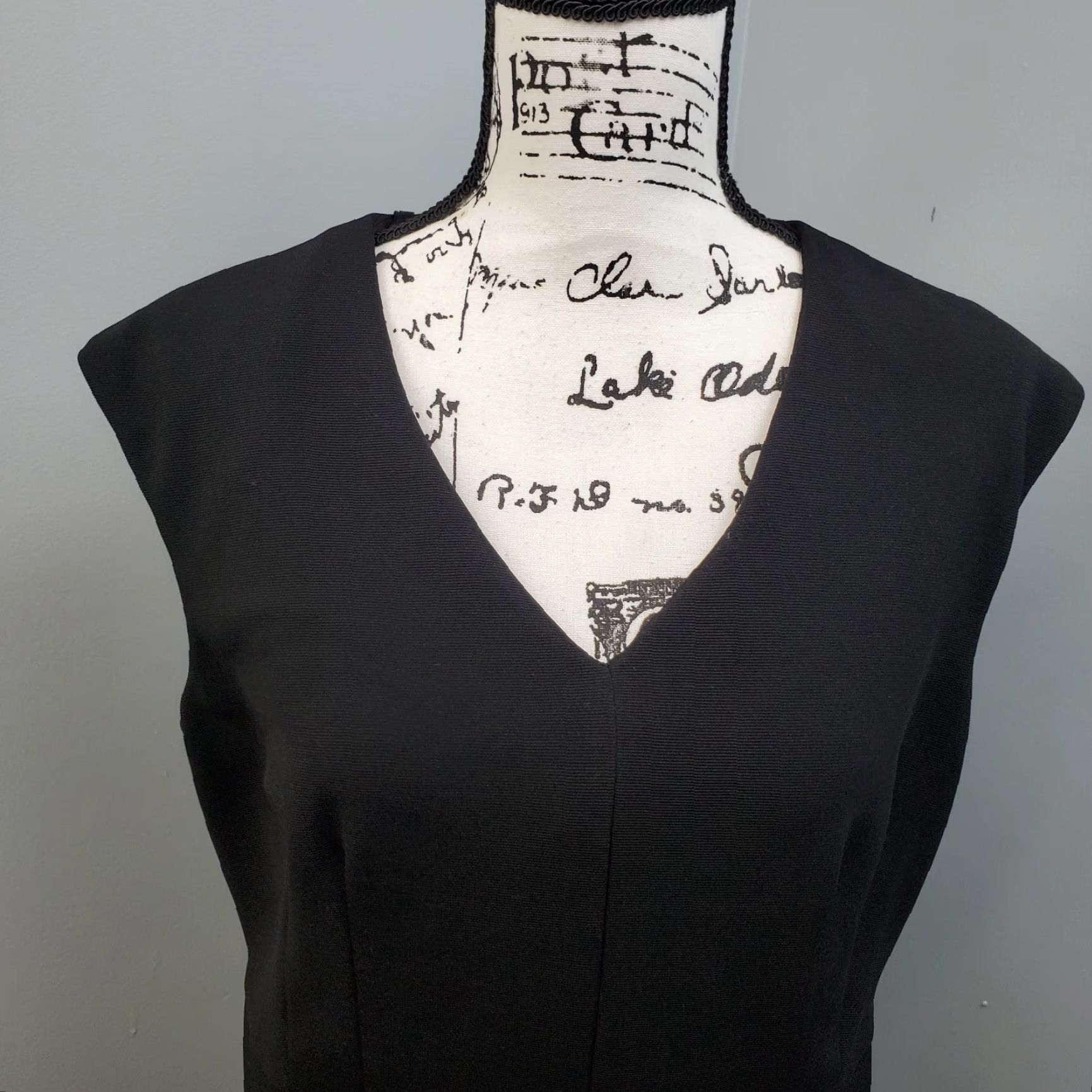Vintage Emma & Michele Shift Dress Womens Size 12 Black Zipper Pockets Stretch Back Zip Size XL / US 12-14 / IT 48-50 - 3 Thumbnail