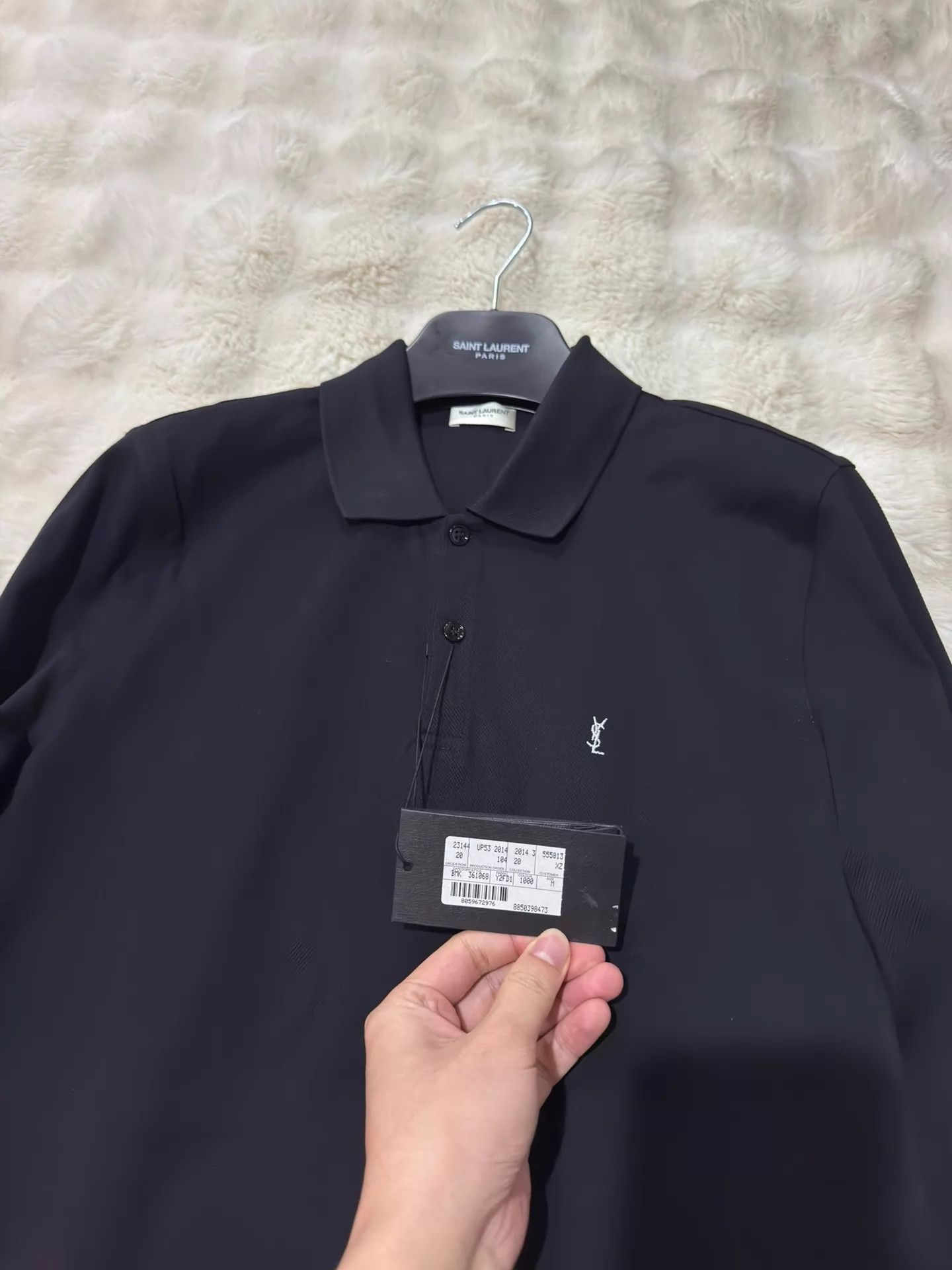Yves Saint Laurent YSL Classic Long Sleeve Polo M New With Tags White Logo Size US M / EU 48-50 / 2 - 2 Thumbnail