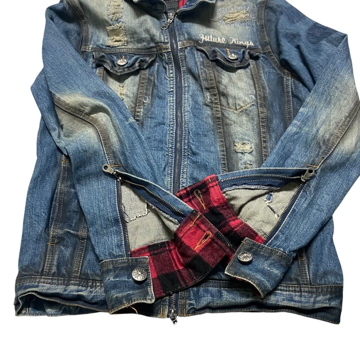 In The Attic IN THE ATTIC Denim Jacket Coated Distressed 'Future Kings' Size US M / EU 48-50 / 2 - 9 Thumbnail