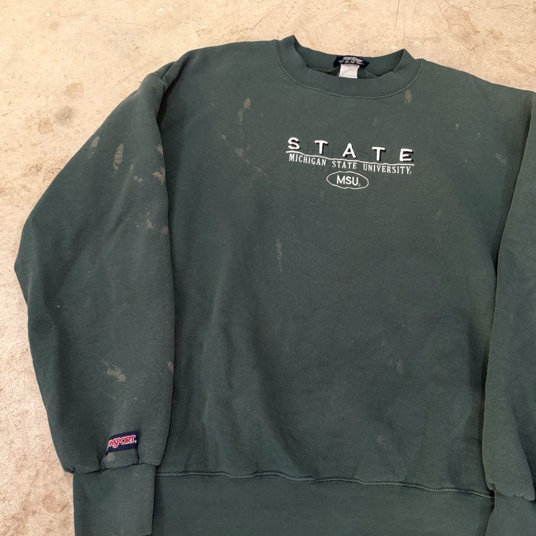 Vintage VINTAGE Michigan State University Sweatshirt Crewneck Mens Large Green STAINS Size US L / EU 52-54 / 3 - 4 Thumbnail