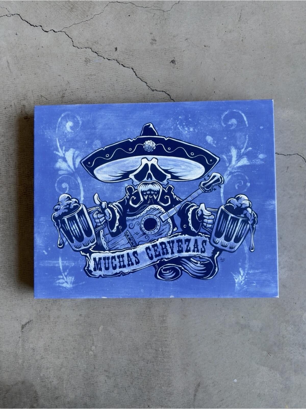 Other David Lozeau / Muchas Cervezas Canvas Art / Blue Skull Decor Size ONE SIZE - 1 Thumbnail