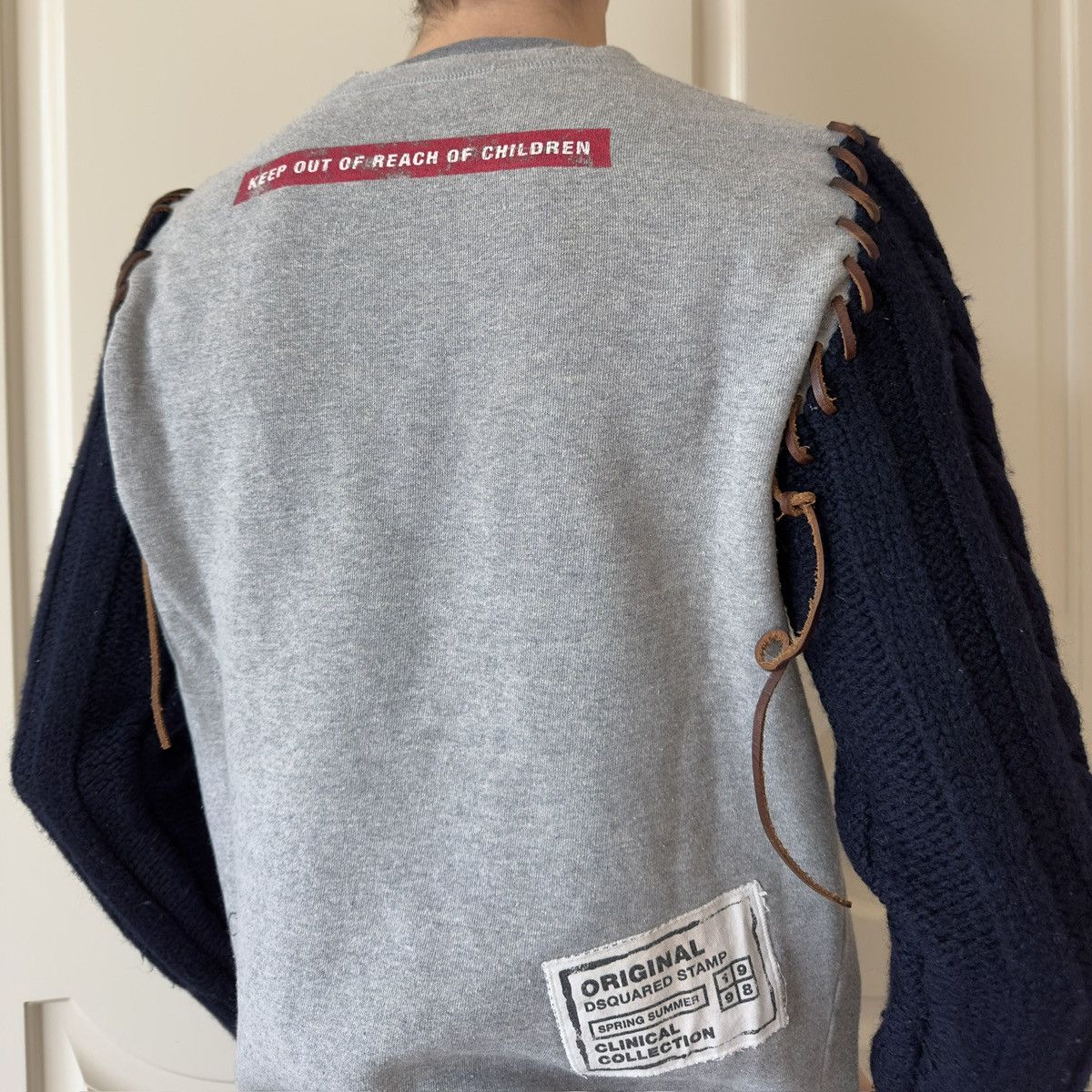 Dsquared2 Dsquared2 F/W 2002 Hybrid Wool Sleeve Sweater Size US L / EU 52-54 / 3 - 5 Thumbnail