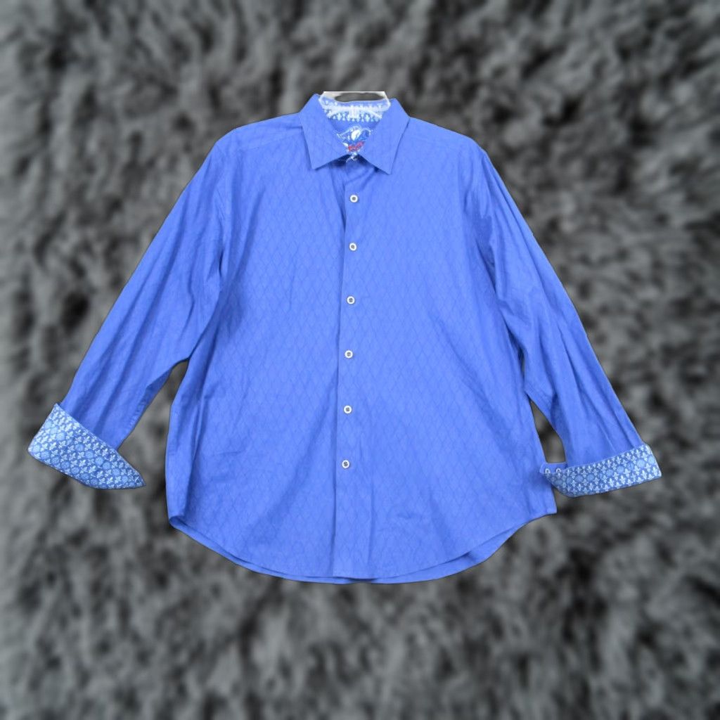 Robert Graham Robert Graham Shirt Mens Large Blue Classic Fit Paisley Contrast Cuff Button Up Size US L / EU 52-54 / 3 - 1 Thumbnail