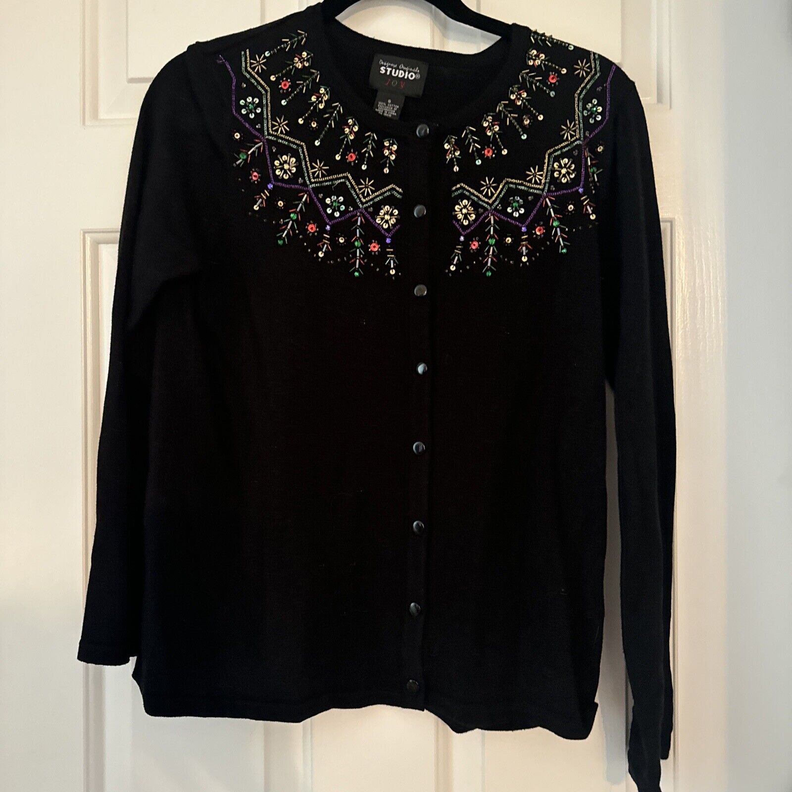& Other Stories STUDIO JOY Christmas Sweater Sz S Silver Gold Jeweled Trees Size S / US 4 / IT 40 - 1 Thumbnail
