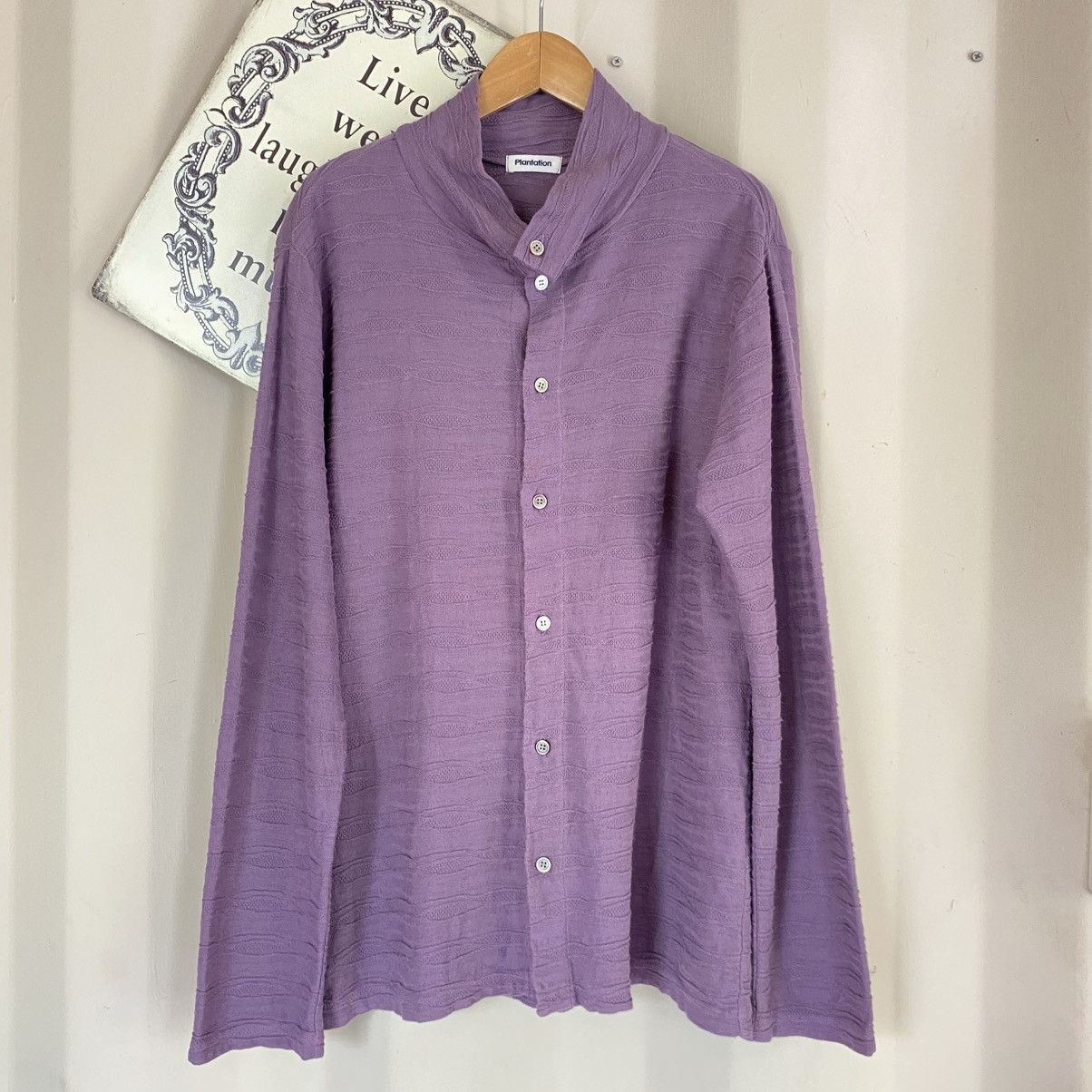 Issey Miyake Plantation Lavender Textured Stand Collar Shirt Size M / US 6-8 / IT 42-44 - 1 Thumbnail