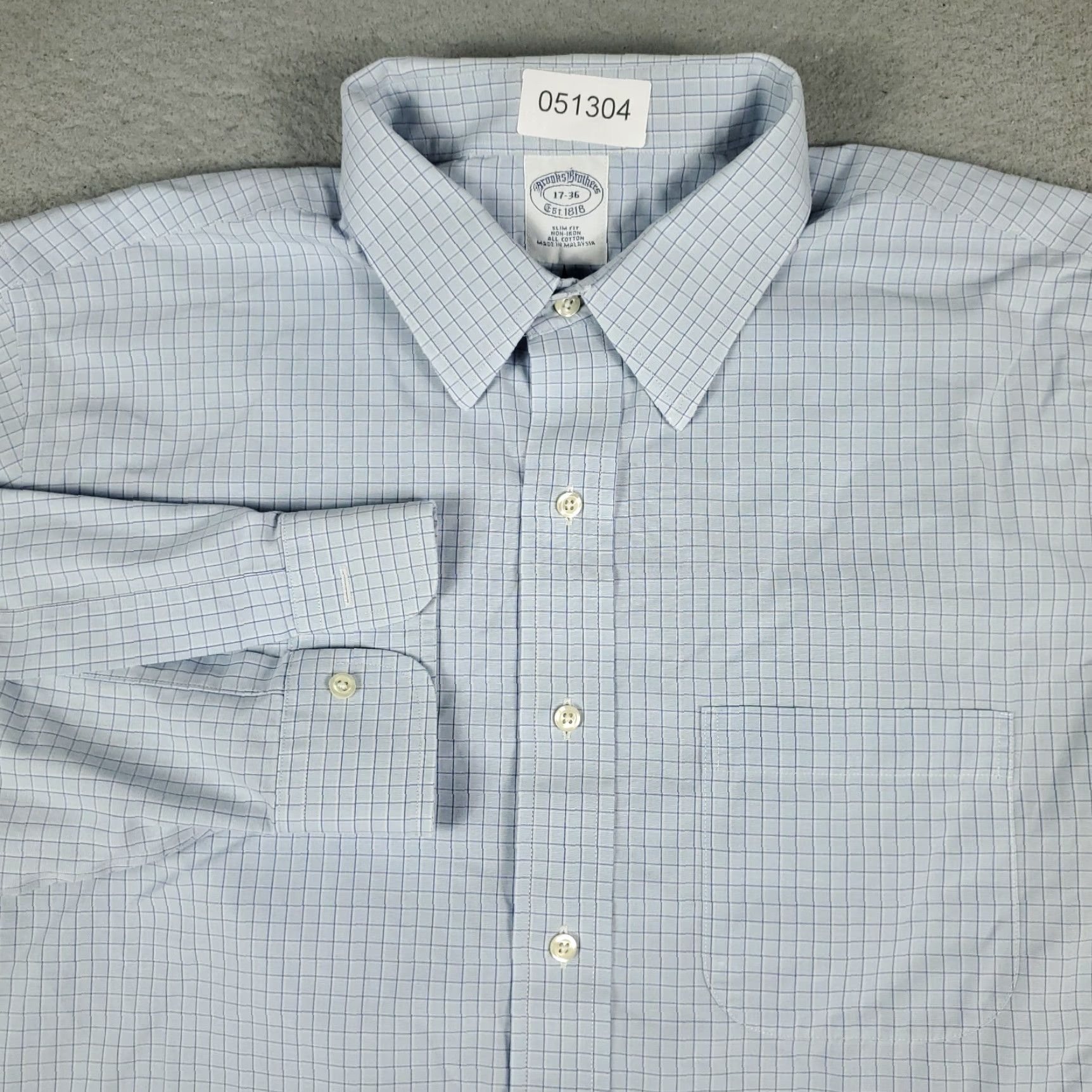 Brooks Brothers Brooks Brothers Dress Shirt Mens Size 17 Blue Check Long Sleeve Button Up Size 46R - 2 Thumbnail