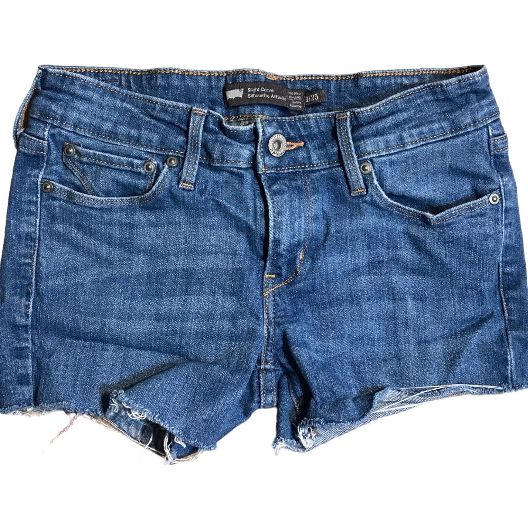 Levi's Levis Slight Curve Cut Offs Womens Tag 0 Denim Blue Size 25" / US 0 / IT 36 - 2 Thumbnail