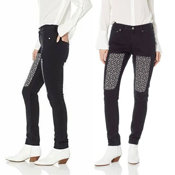 Calvin Klein CKJ Calvin Klein Jeans 205W39NYC Mid Rise Slim Floral Patch Size 31" - 2 Thumbnail
