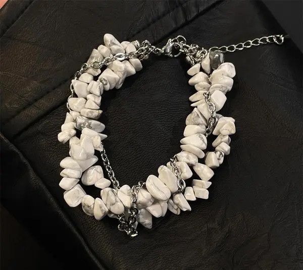 Jewelry White Stone Double Layer Bracelet Size ONE SIZE - 8 Thumbnail