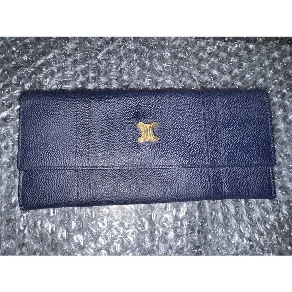 Celine Women's Large Triomphe Wallet Blue  Bill Holder