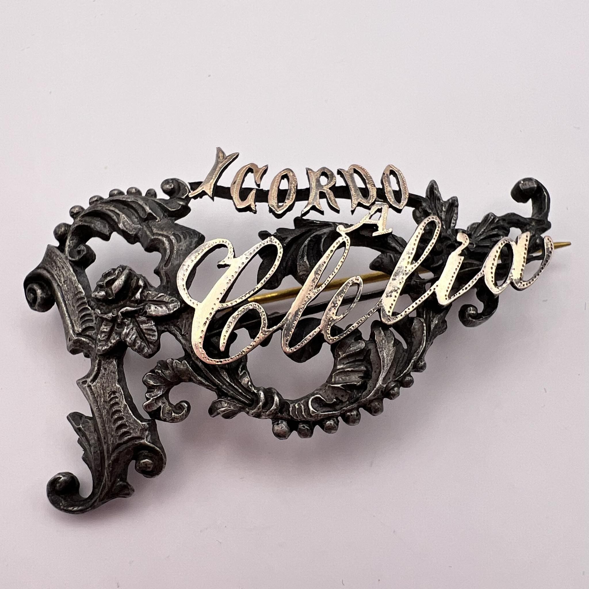 Vintage Antique Victorian Style Monogram Pin Brooch Silver Italy Size ONE SIZE - 2 Thumbnail