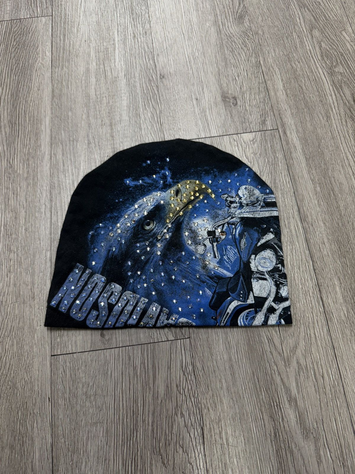 Bossi Sportswear Bossi Black Blue Eagle Harley Davidson Rhinestone Beanie Size ONE SIZE - 1 Thumbnail