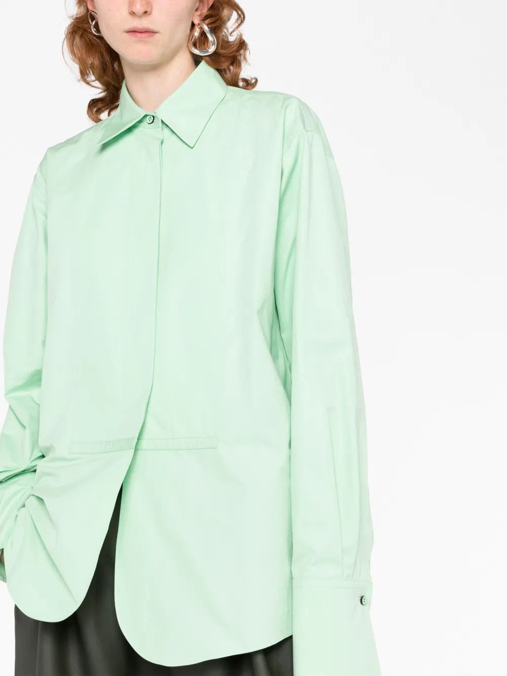 o1y1025 Solid Color Shirt in Light Green