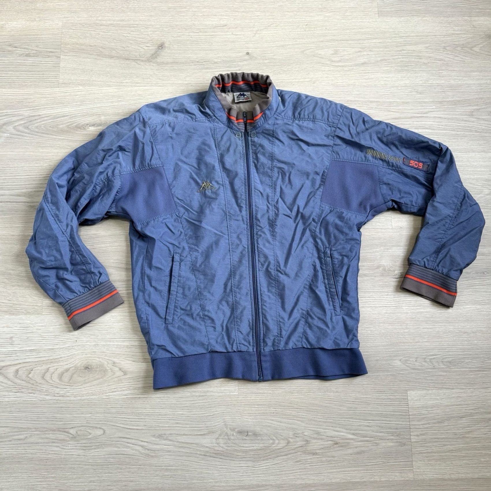 Kappa VINTAGE Kappa Windbreaker Jacket USA Men Medium Blue Pit to Pit 22 Length 27 Track & Field Size US XXL / EU 58 / 5 - 2 Thumbnail