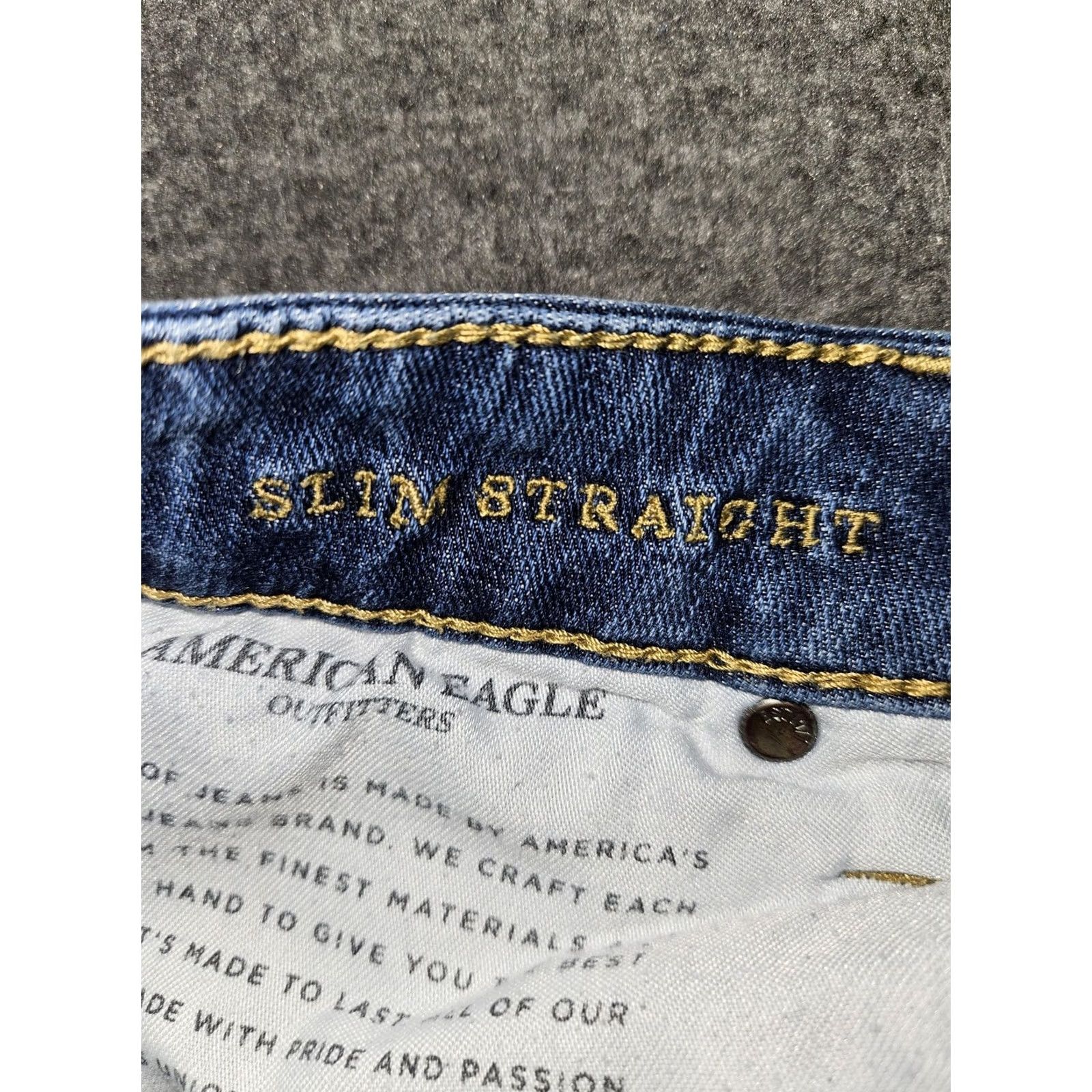 Vintage American Eagle Jeans Mens 32x32 Slim Straight Blue Extreme Flex 4 Denim Stretch Comfort Pockets 5-Pocket Logo Size US 32 / EU 48 - 3 Thumbnail