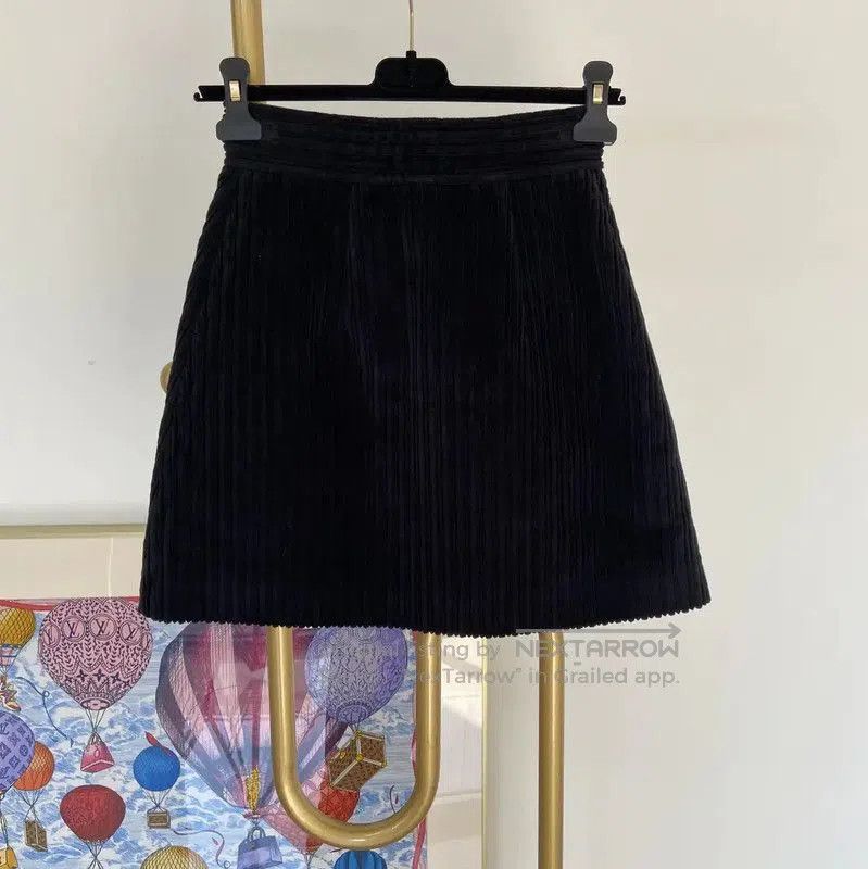 Miu Miu Miu Miu Black Cotton Striped Mini Skirt . Size 23" - 2 Thumbnail