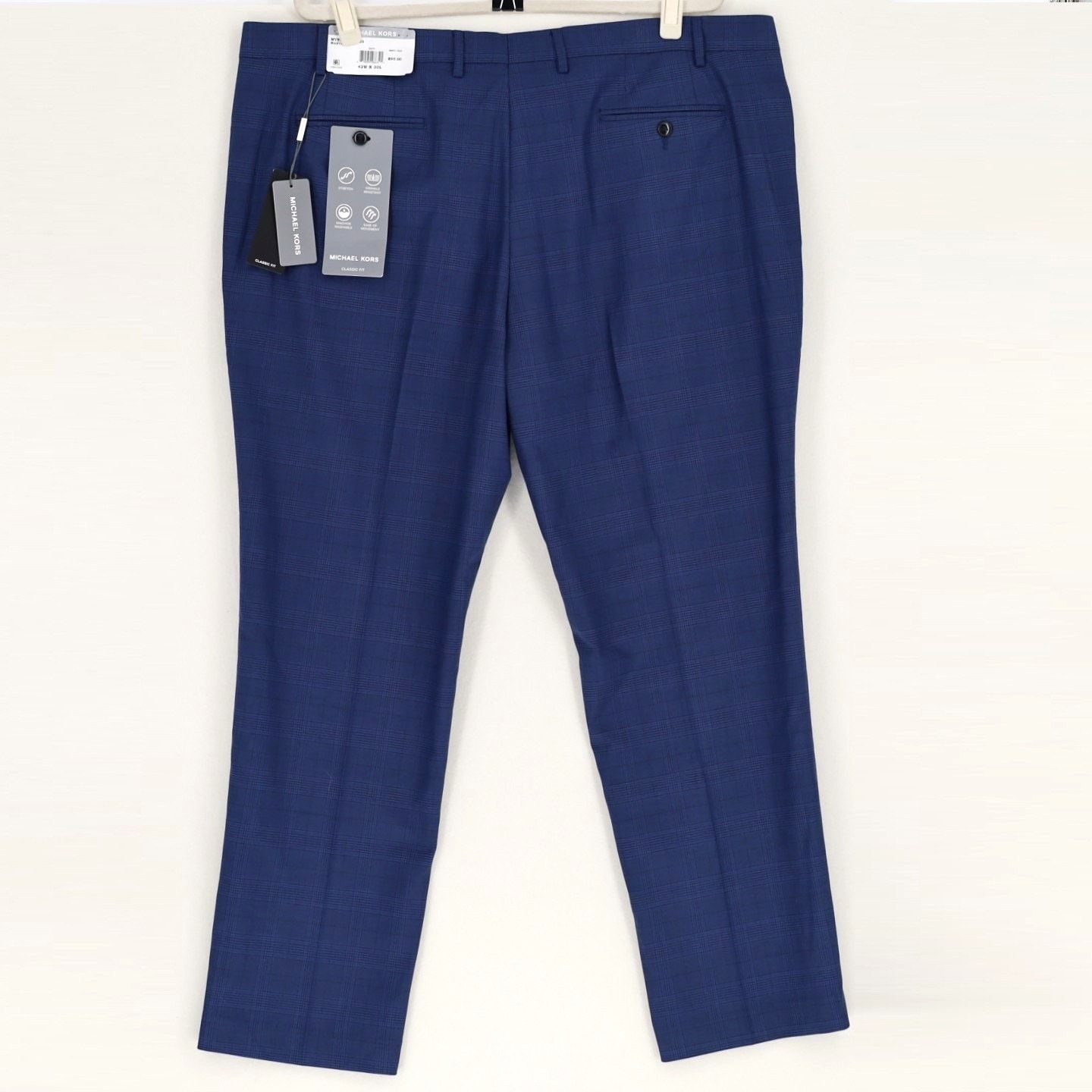 Michael Kors Michael Kors Men's Navy Plaid Stretch Dress Pants Size 42x30 Size US 42 / EU 58 - 2 Thumbnail