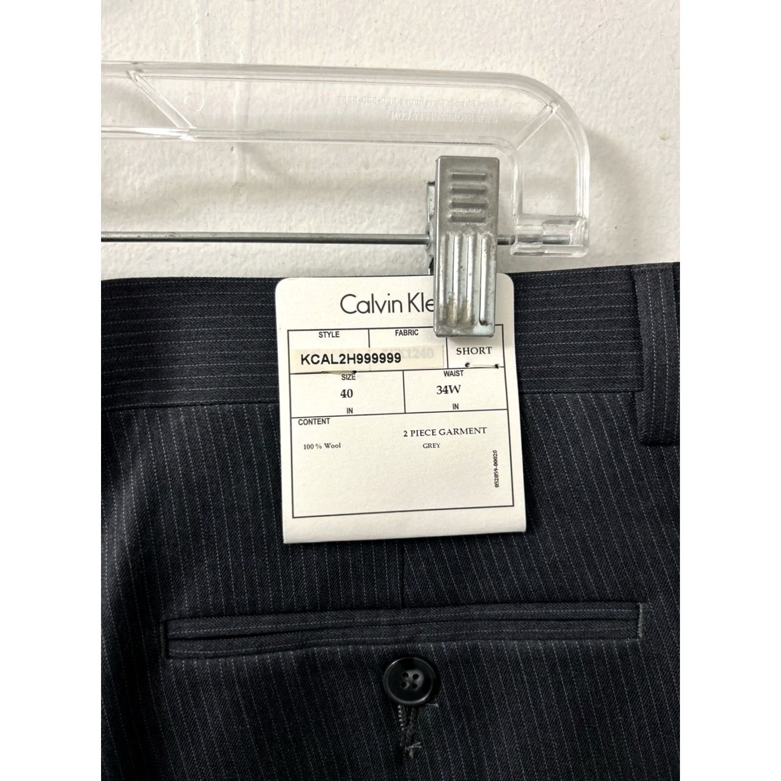 Calvin Klein Calvin Klein Dress Pants Mens 34x35 Gray Pinstripe Wool Flat Front Tapered Zip Button NWT Regular Back to Front? Size US 34 / EU 50 - 4 Thumbnail