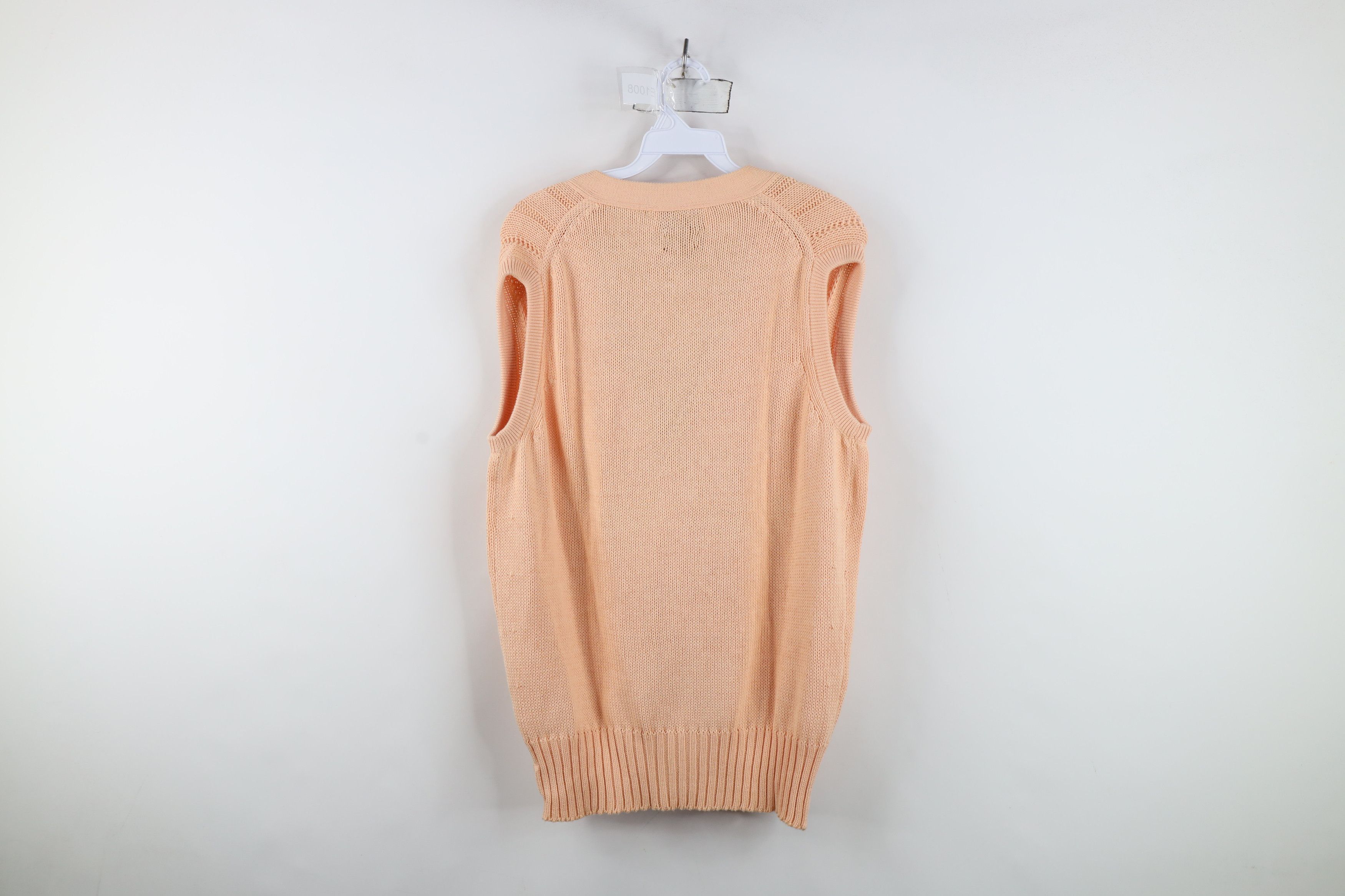 Vintage Vintage 70s Streetwear Cable Knit Cardigan Sweater Vest Pink Size US XXL / EU 58 / 5 - 9 Thumbnail